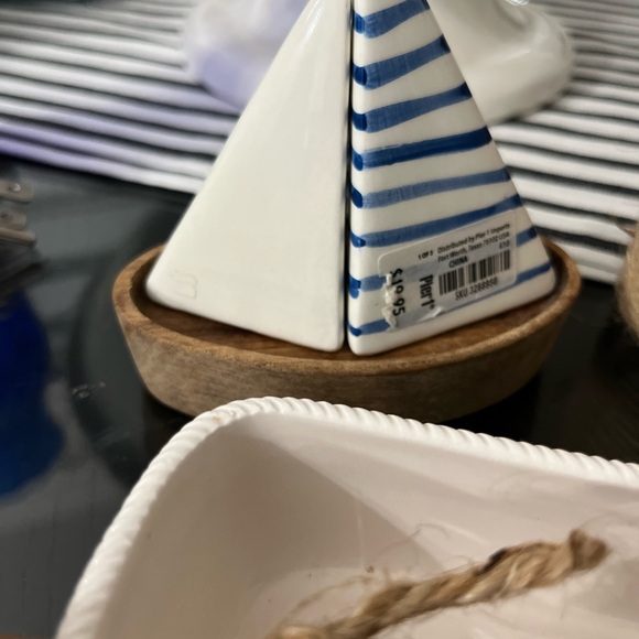 Nautical Stoneware Sailboat S/P shaker’s and butter (serving dish boat/paddle - Picture 5 of 17